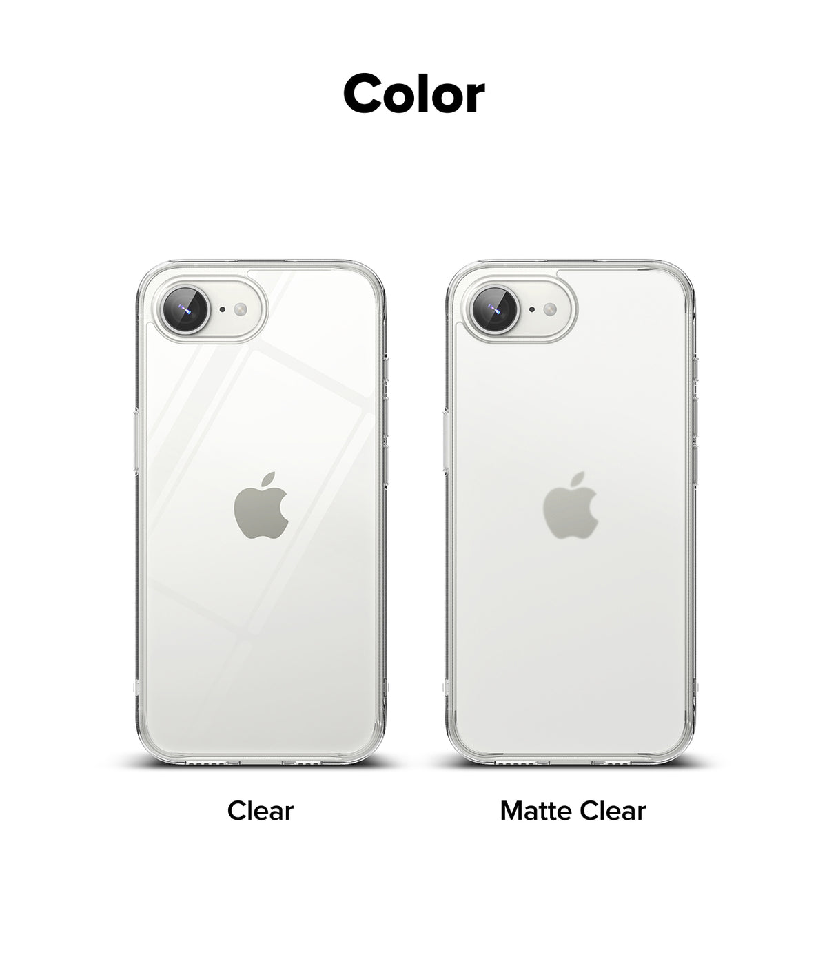 iPhone 17e Case | Fusion - Two clear iPhone cases side-by-side, one glossy and one matte, showing the back design.