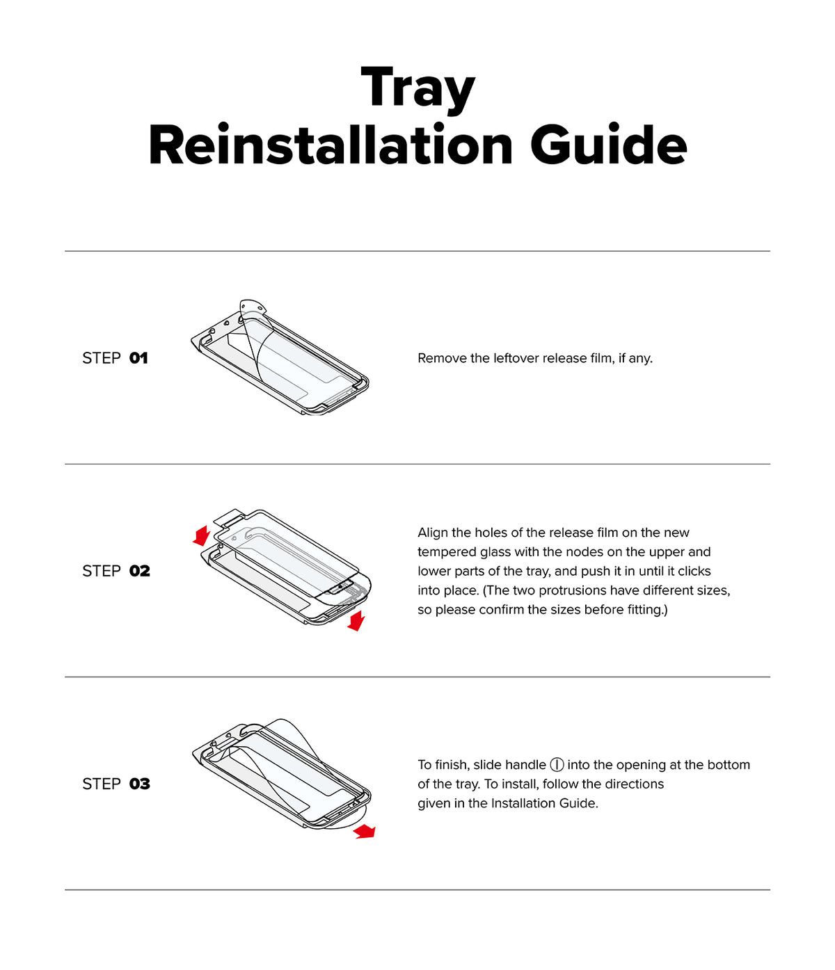 iPhone 17e / 16e Screen Protector | Easy Slide Tempered Glass - iPhone 17e / 16e Screen Protector - Three-step instructional diagram for installing a tempered glass screen protector.