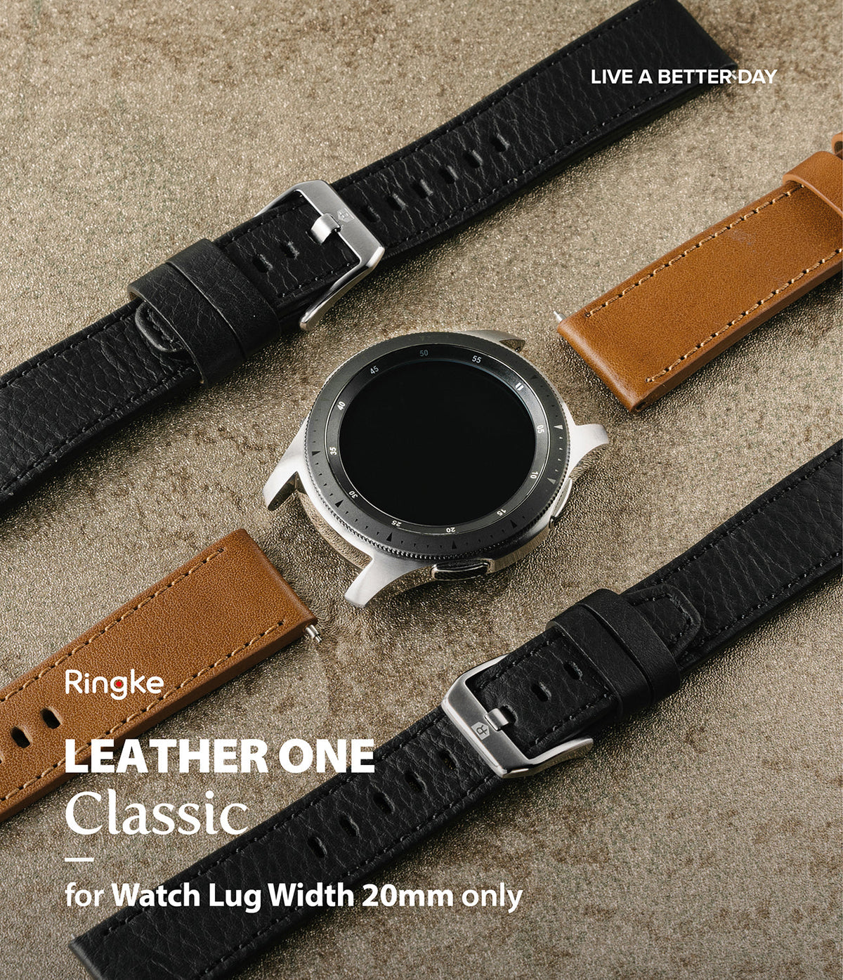 Watch Lug 20mm | Leather One Classic Band - Smartwatch case surrounded by black and brown leather watch straps.
