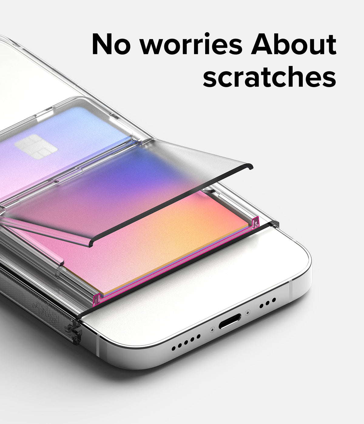 Card Holder | Magnetic Stand Slot - Clear magnetic phone card holder protecting a gradient card from scratches.