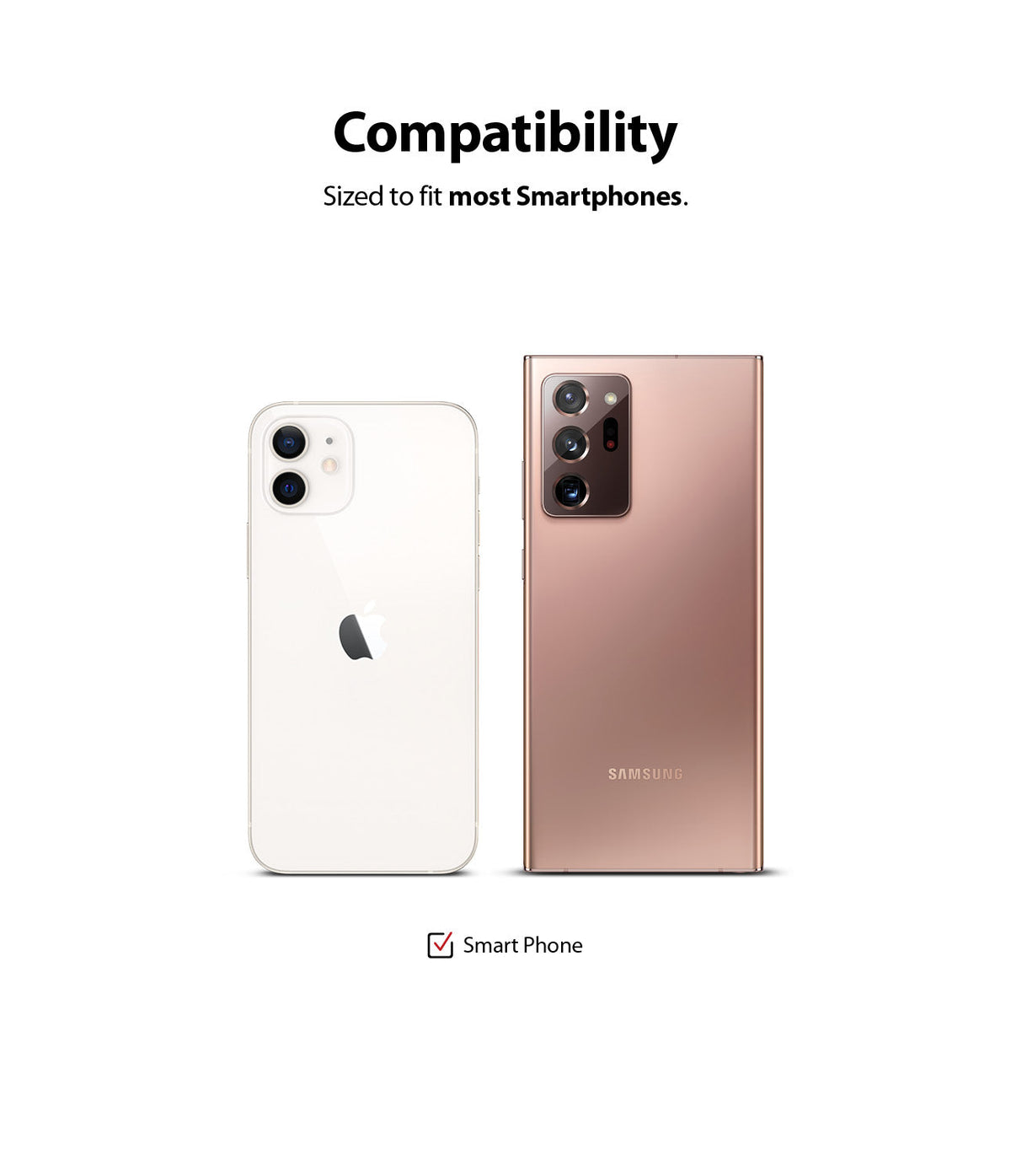 Mini Cross Bag | PU Leather - White and rose gold smartphones displayed side-by-side to demonstrate bag compatibility.