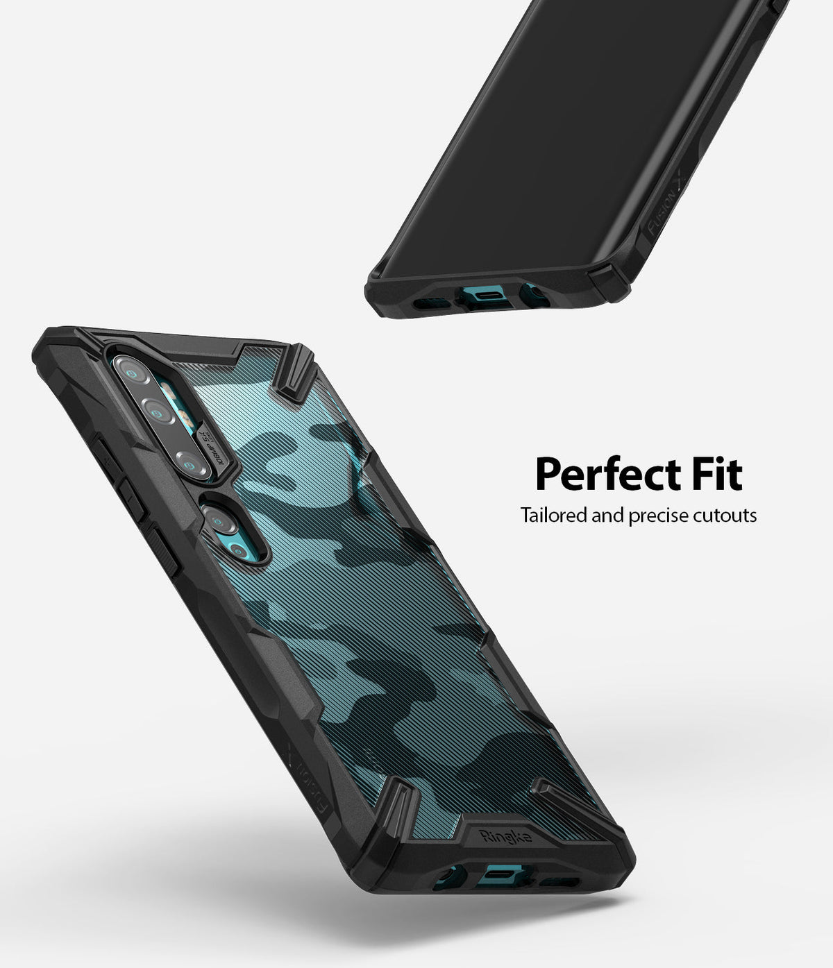 Mi Note 10 / 10 Pro Case | Fusion-X - Camouflage phone case with black bumpers and precise cutouts for camera and ports.