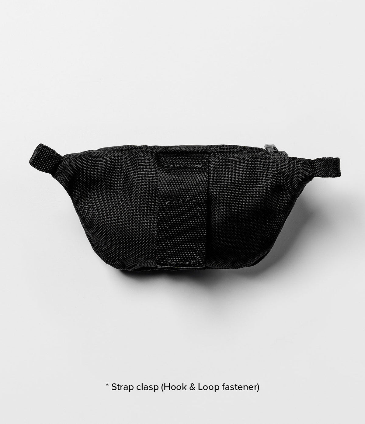 Mini Pouch | Sling Bag - Black mini pouch featuring a central vertical hook-and-loop strap fastener on a white background.
