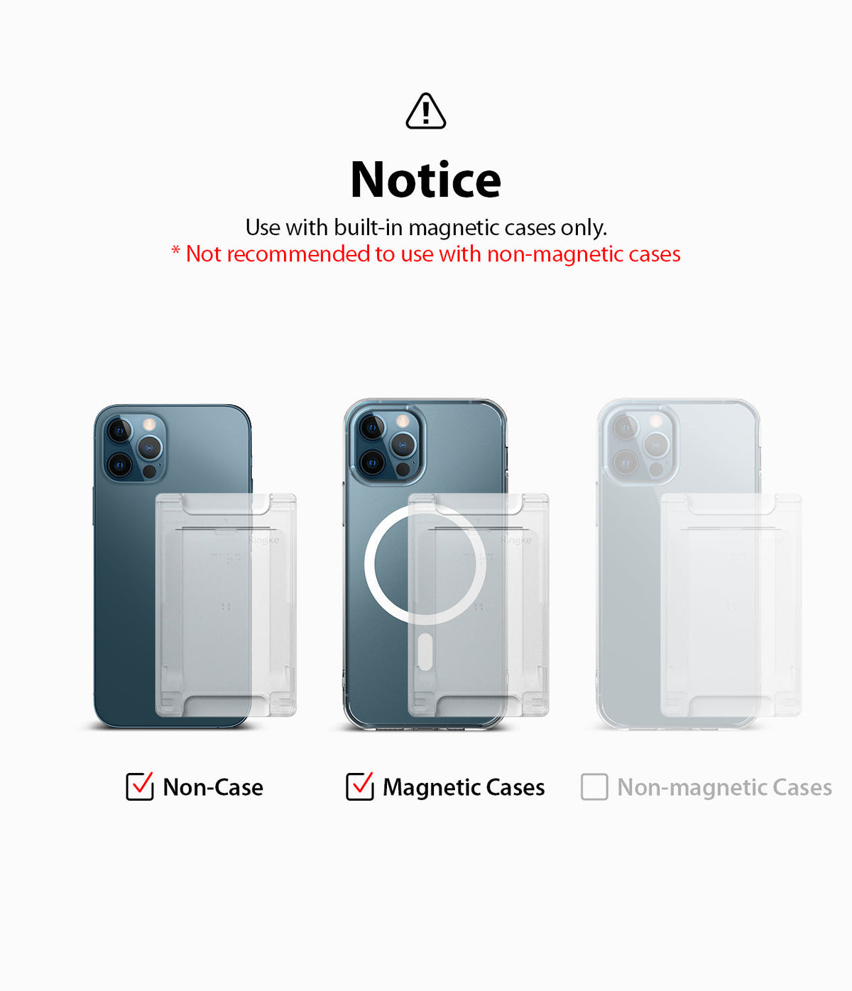 Card Holder | Magnetic Slot - Compatibility guide showing magnetic card holder usage with phones and magnetic cases.