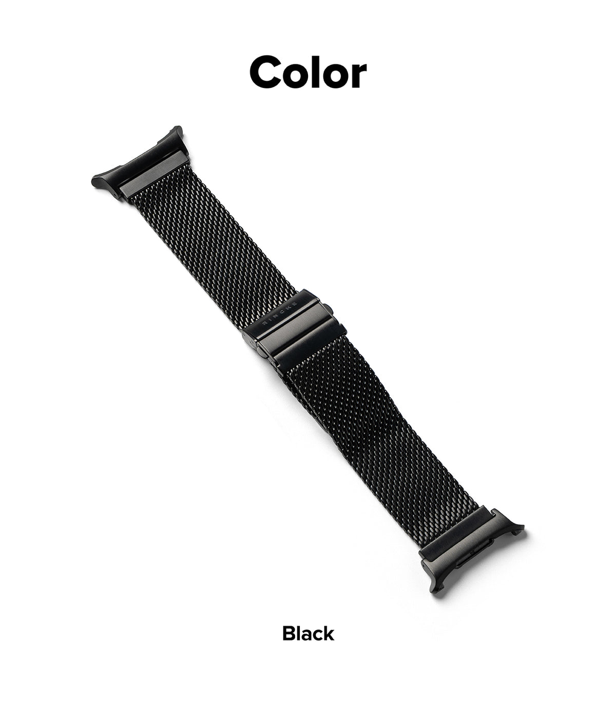 Galaxy Watch Ultra 2 / 1 | Metal One Mesh - A black metal mesh watch band with a quick-release buckle, shown diagonally on a white background with 'Color' and 'Black' text labels.