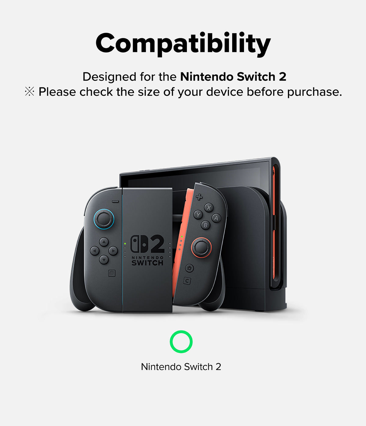 Nintendo Switch 2 | Easy Slide Tempered Glass - Compatibility graphic for Nintendo Switch 2 console and controllers.