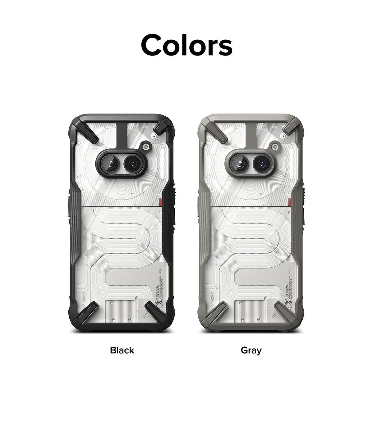 Nothing Phone (2a) / (2a) Plus Case | Fusion-X - Two rugged phone cases in black and gray shown on Nothing Phone (2a).