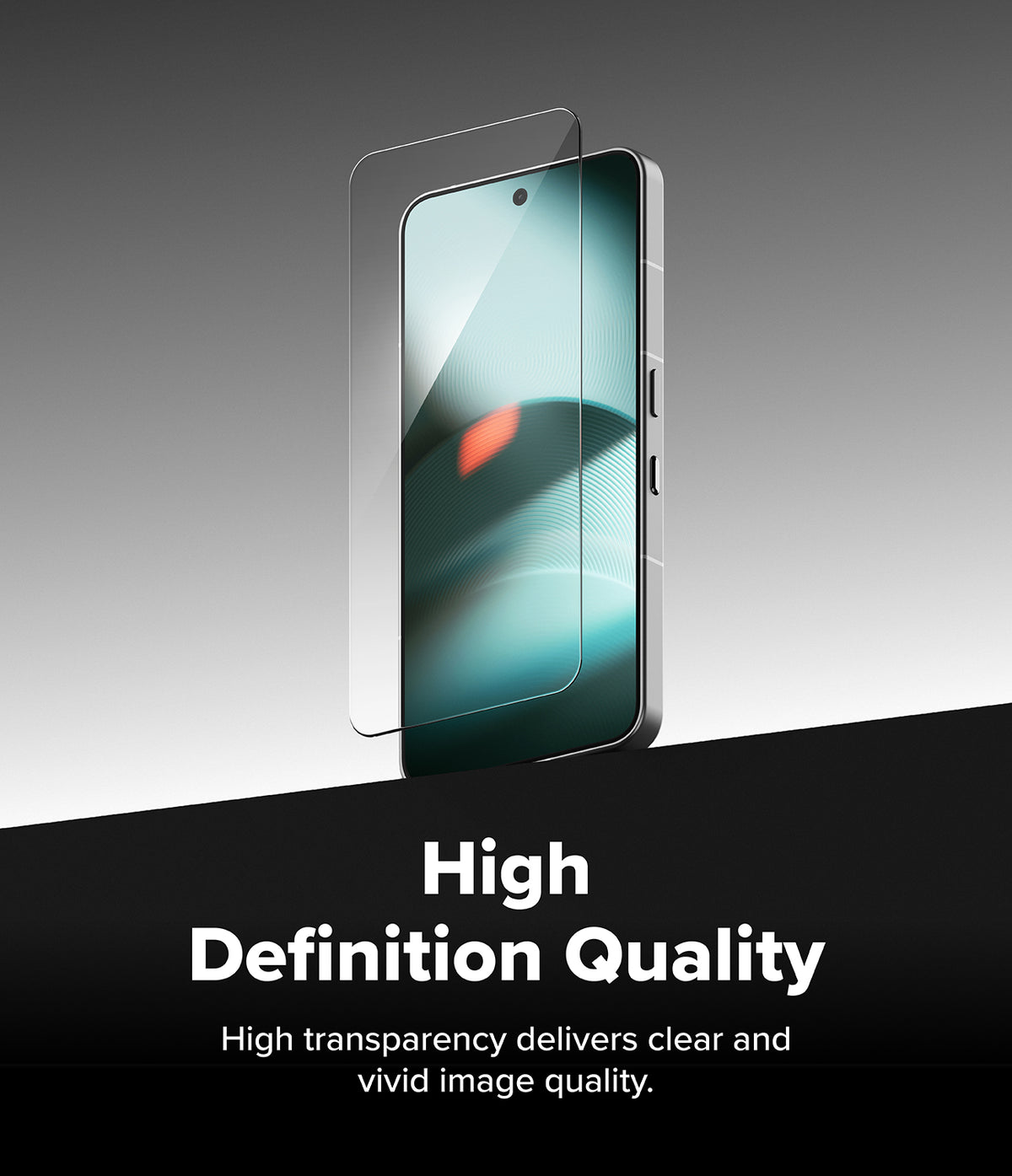Nothing Phone (3) Screen Protector | Easy Slide Tempered Glass - Nothing Phone (3) Screen Protector - Tempered glass hovering over a smartphone screen against a dark background.