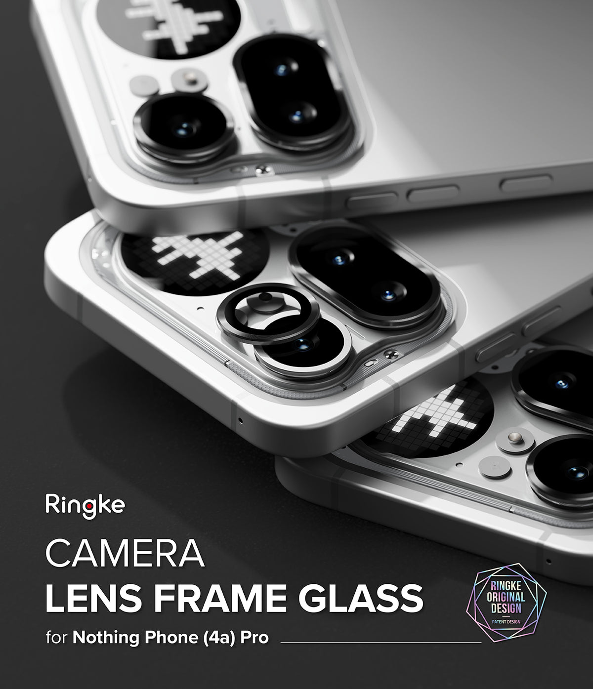 Nothing Phone (4a) Pro | Camera Glass (2P) - Close-up of silver Nothing Phone camera lenses with protective glass frames.