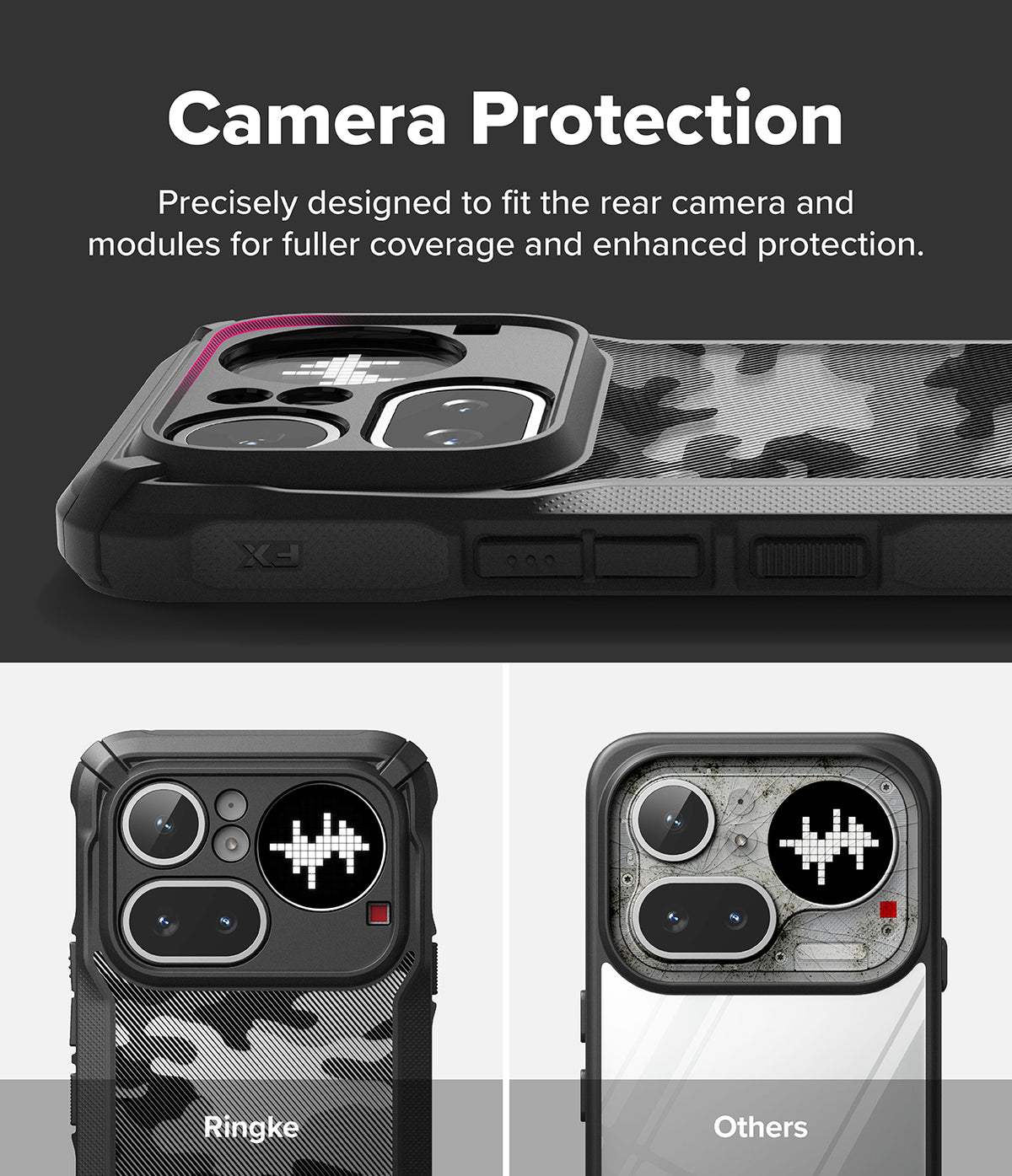 Nothing Phone (4a) Pro Case | Fusion-X - Close-up of a rugged phone case highlighting raised camera protection.