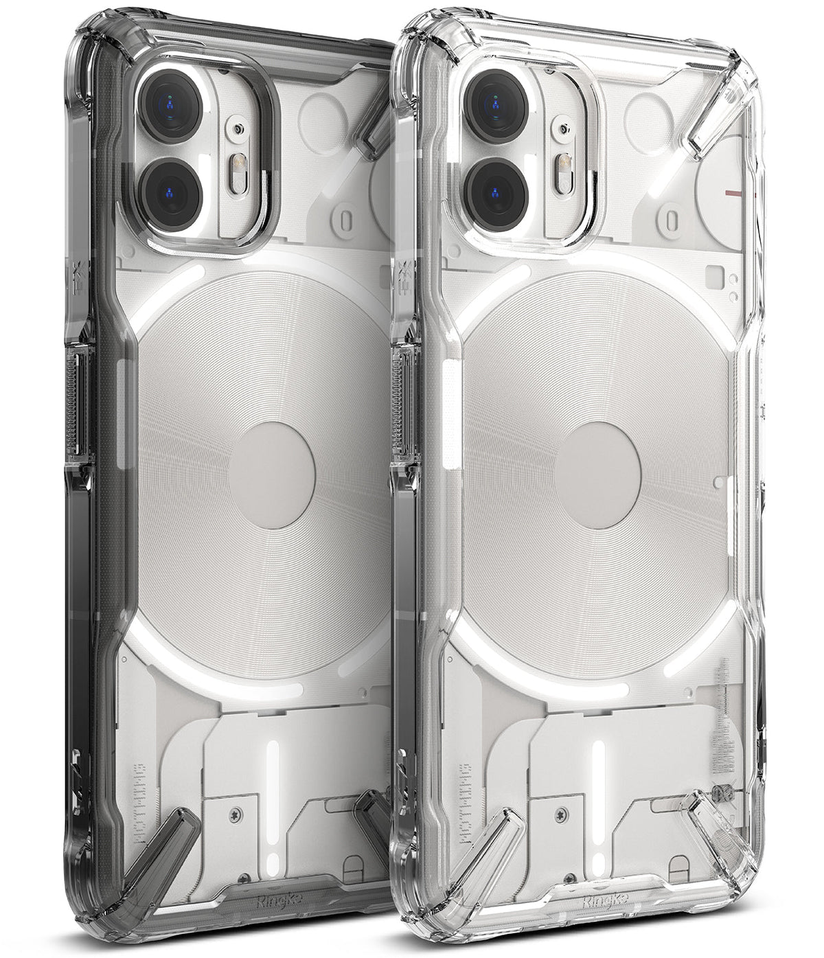 Nothing Phone (2) Case | Fusion-X - Two clear, rugged protective cases for Nothing Phone (2) in black and transparent.