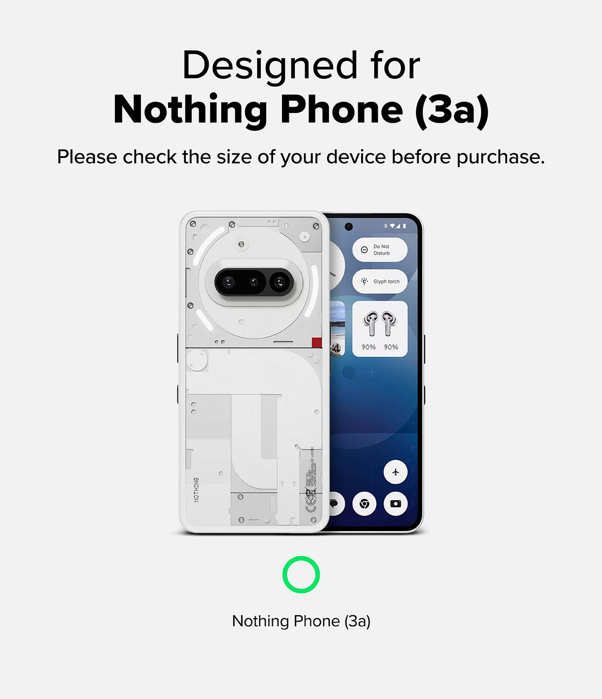 Nothing Phone (3a) | Camera Glass - A white Nothing Phone (3a) showing its rear camera module and front screen interface.