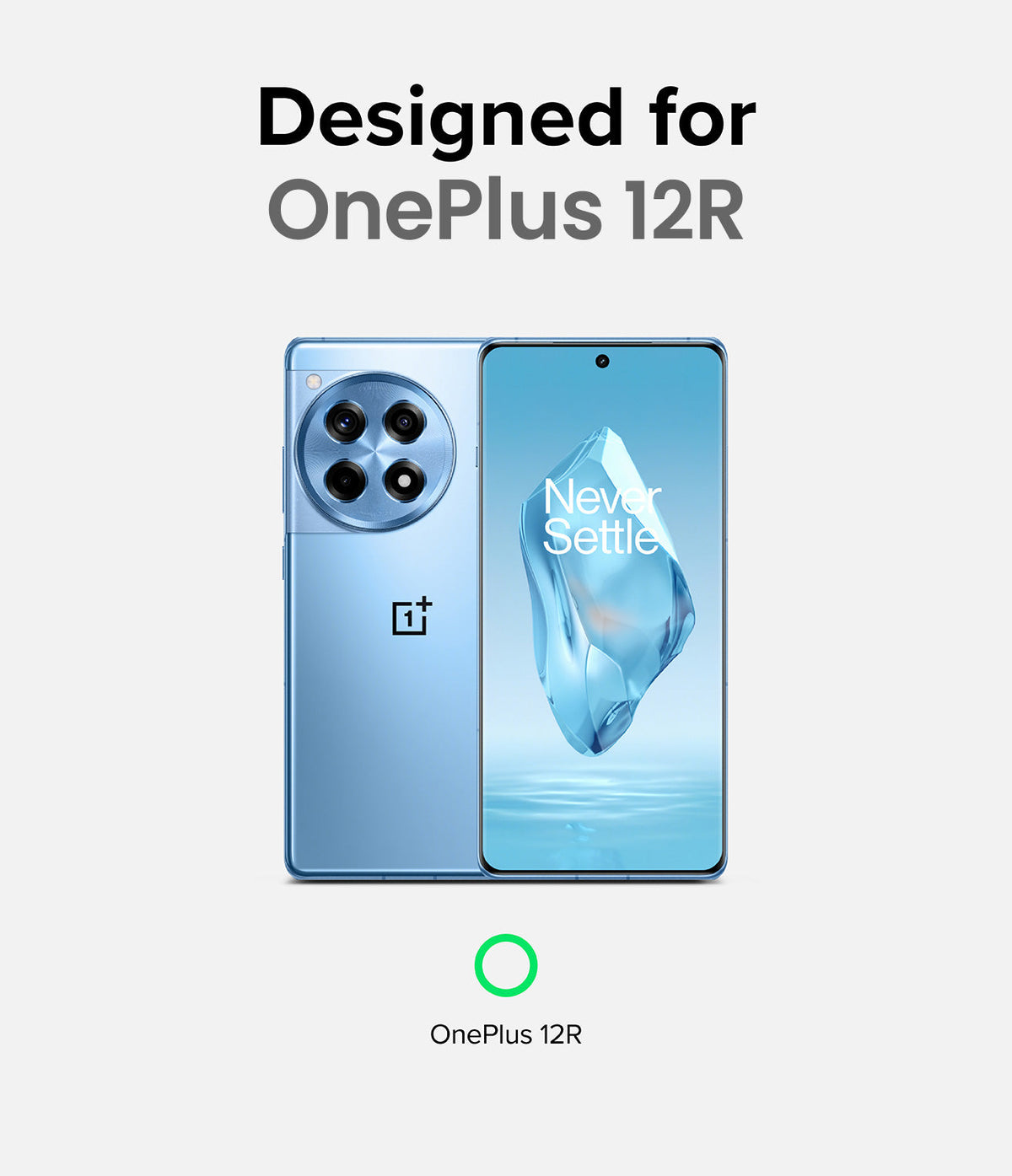 OnePlus 12R Case | Fusion-X - Front and back view of a light blue OnePlus 12R smartphone against a white background.