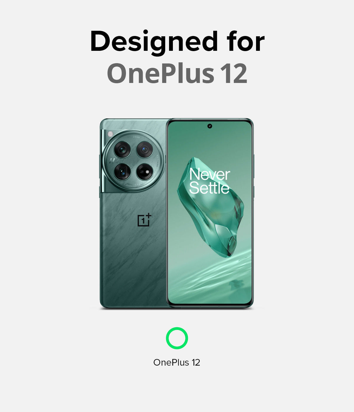 OnePlus 12 Case | Fusion-X - Green OnePlus 12 smartphone shown from front and back against a light background.