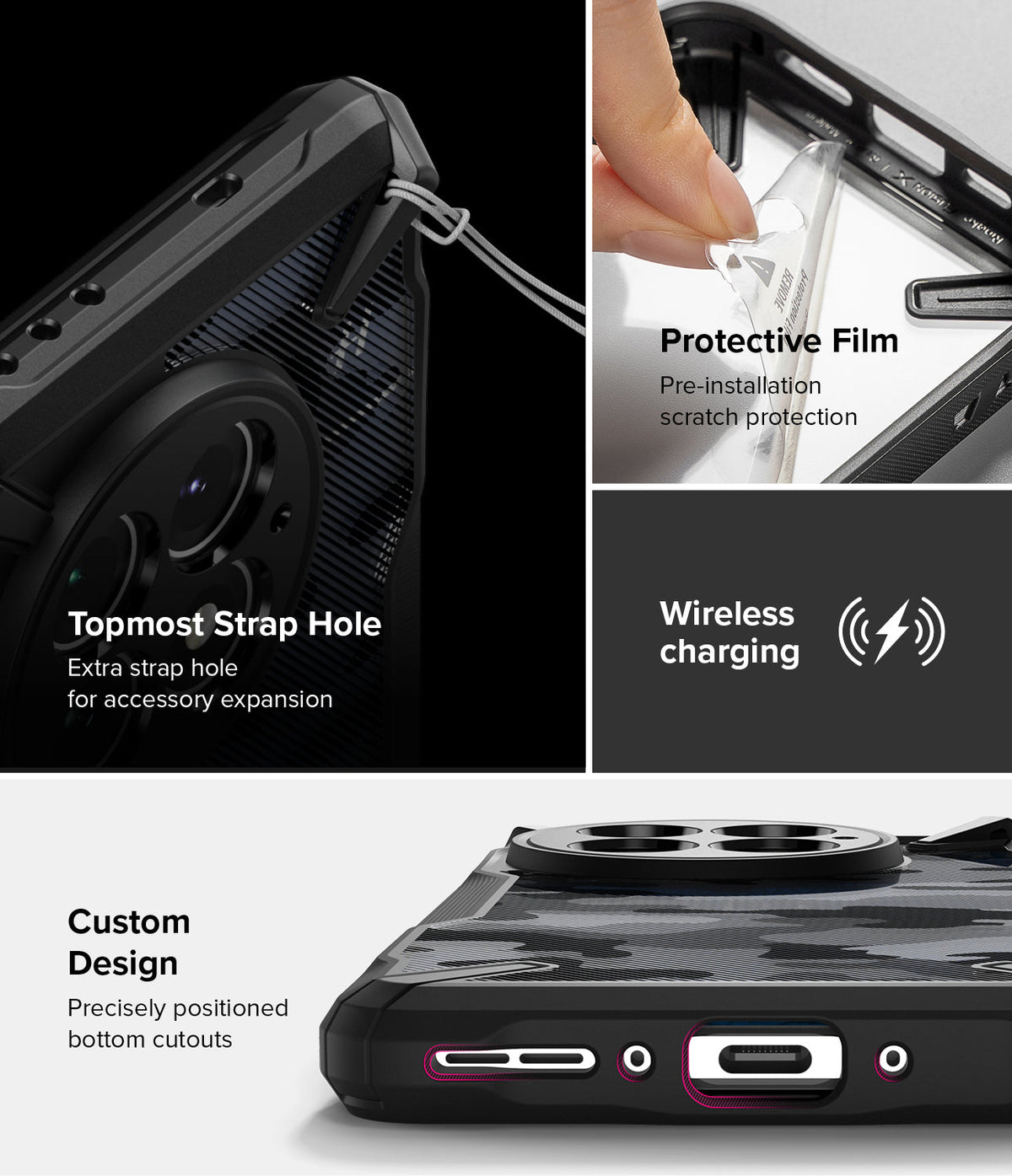 OnePlus 13 Case | Fusion-X - Features strap hole, protective film, wireless charging compatibility, and precise port cutouts.