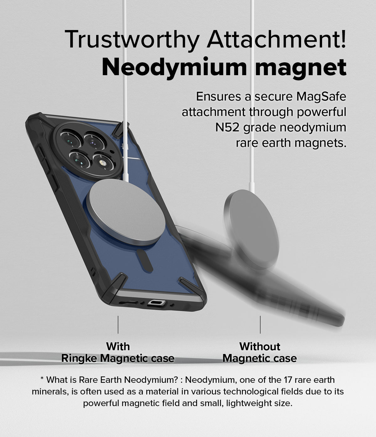 OnePlus 13 Case | Fusion-X Magnetic - Comparison showing a magnetic charger attached to a phone case versus falling off.