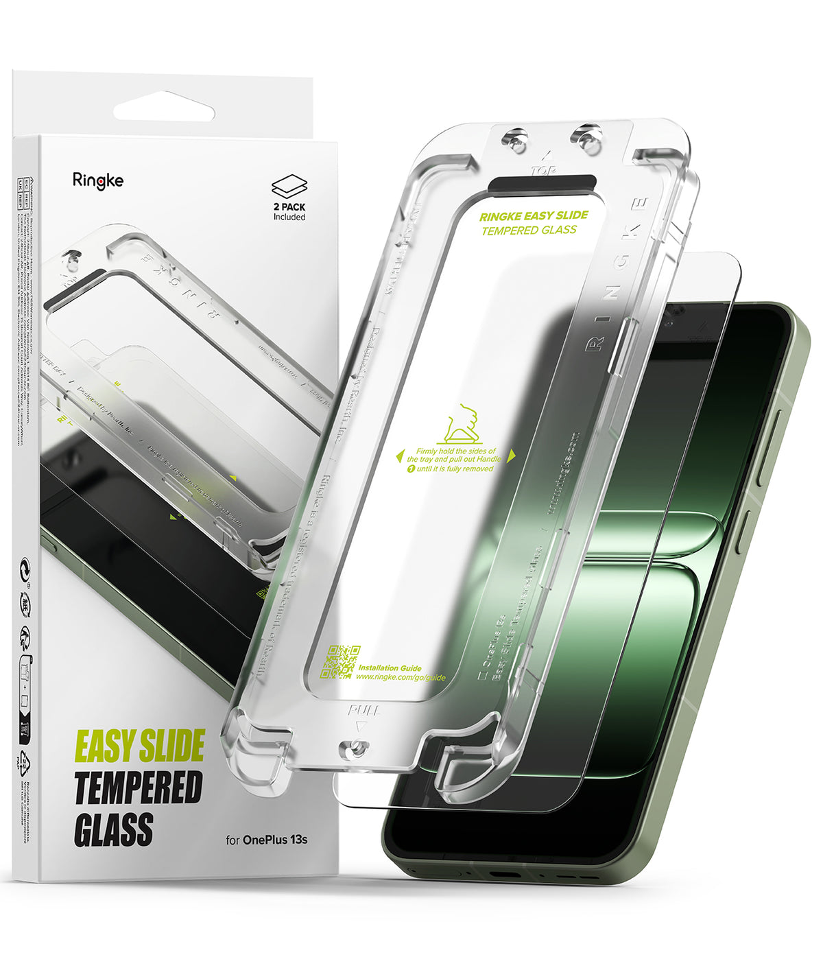 OnePlus 13S Screen Protector | Easy Slide Tempered Glass - Ringke Easy Slide tempered glass installation kit with alignment tray for OnePlus 13S.