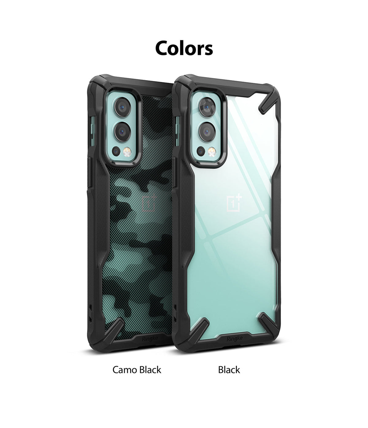 OnePlus Nord 2 Case | Fusion-X - Two Fusion-X cases for OnePlus Nord 2 in Camo Black and Black color options.