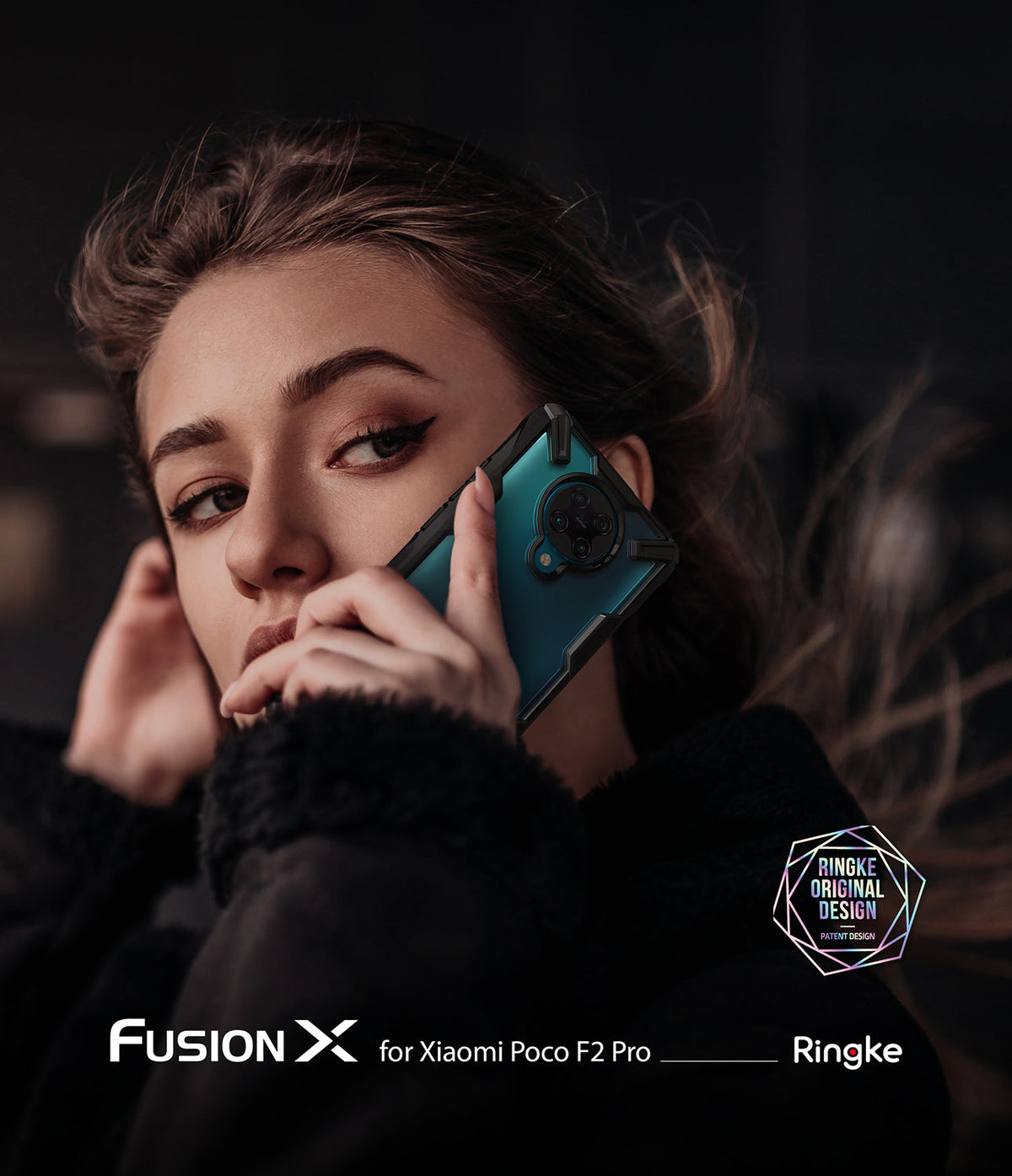 Redmi K30 Pro / Poco F2 Pro Case | Fusion-X - Woman holding a teal Poco F2 Pro in a black rugged Fusion-X case.