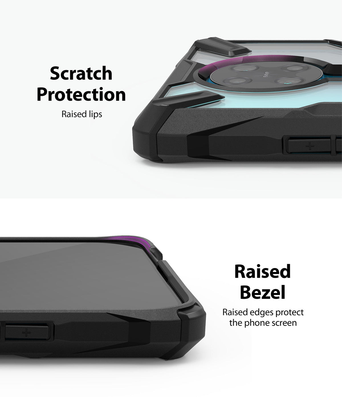 Redmi K30 Pro / Poco F2 Pro Case | Fusion-X - Close-up of protective phone case showing raised camera lips and screen bezels.