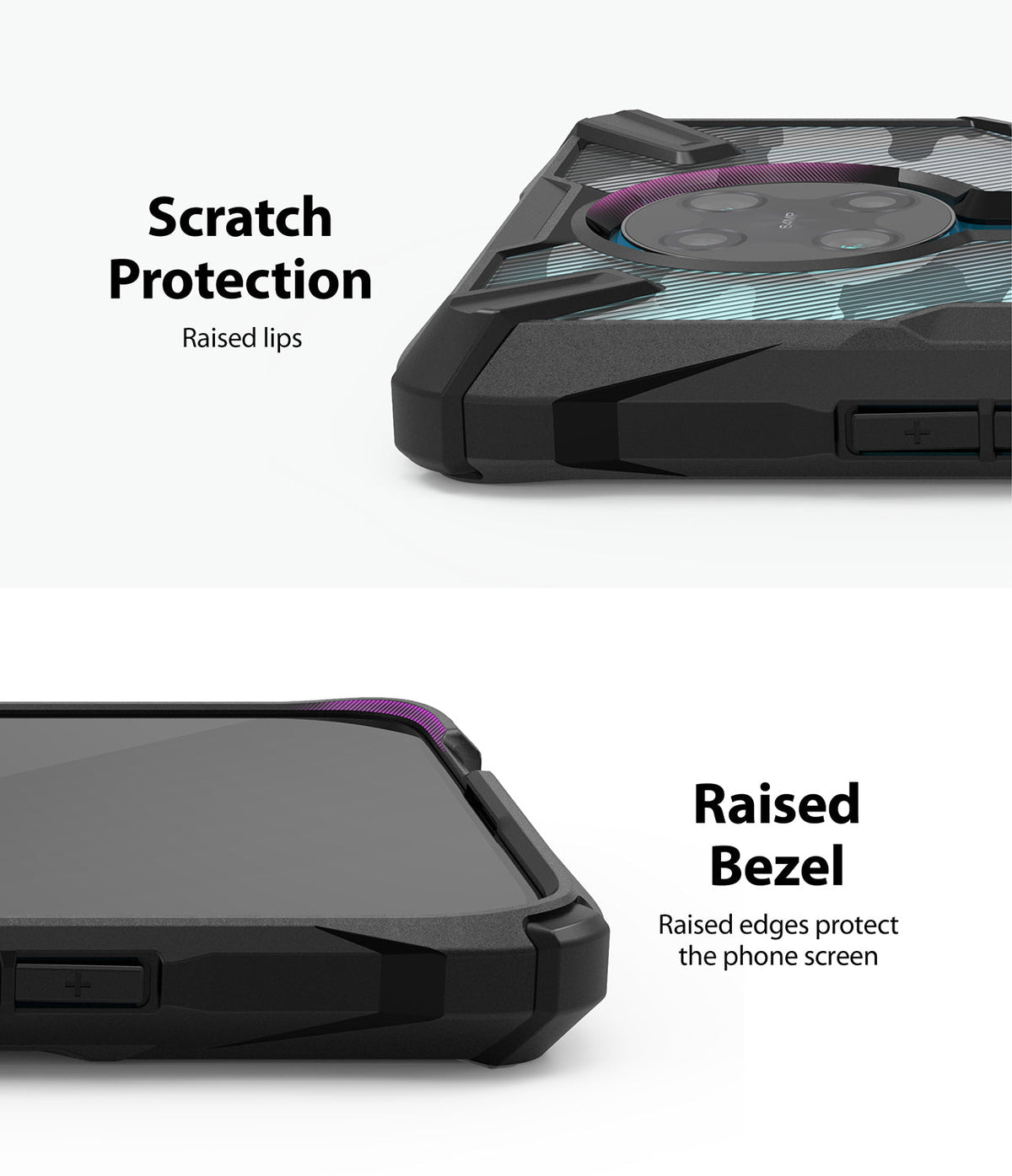 Redmi K30 Pro / Poco F2 Pro Case | Fusion-X - Close-up of protective case showing raised lips for camera and screen.