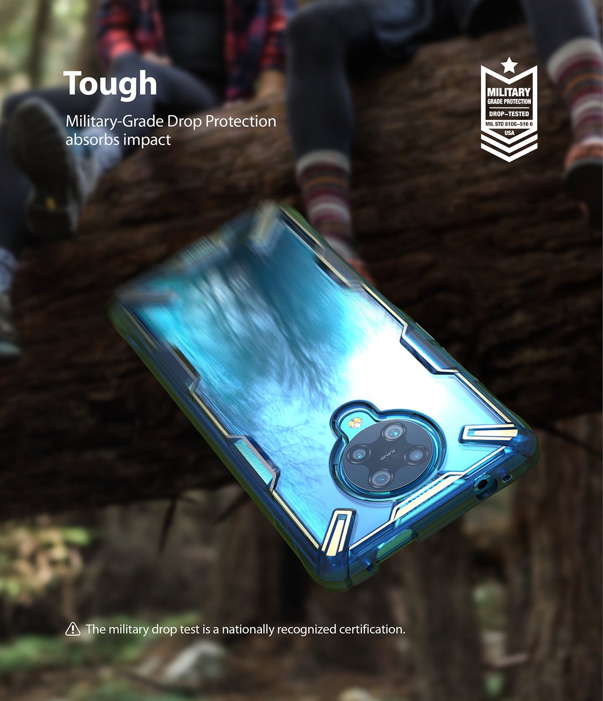 Redmi K30 Pro / Poco F2 Pro Case | Fusion-X - Blue rugged phone case floating in front of a blurred outdoor background.