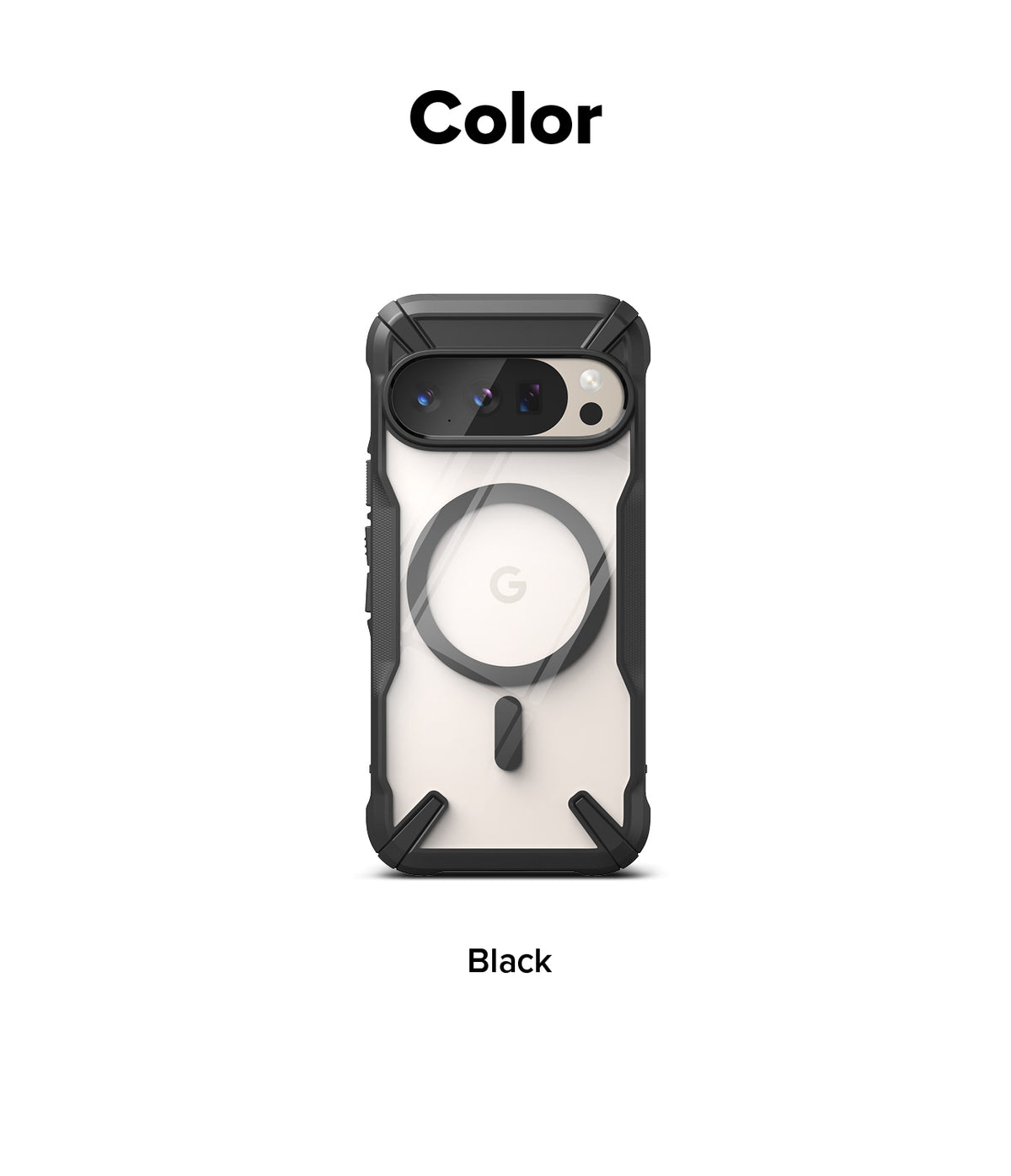 Google Pixel 10 Pro / 10 Case | Fusion-X Magnetic - Black protective phone case with clear back and magnetic ring.