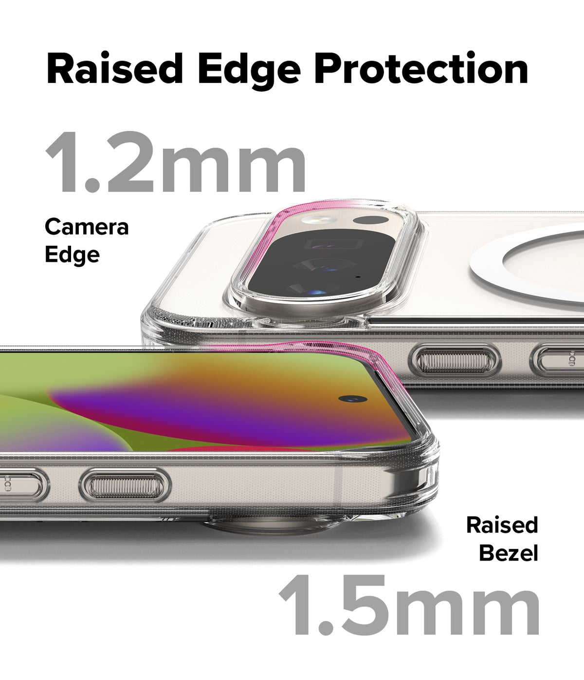 Google Pixel 10 Pro / 10 Case | Fusion Magnetic - Clear phone case showing 1.2mm camera and 1.5mm screen edge protection.