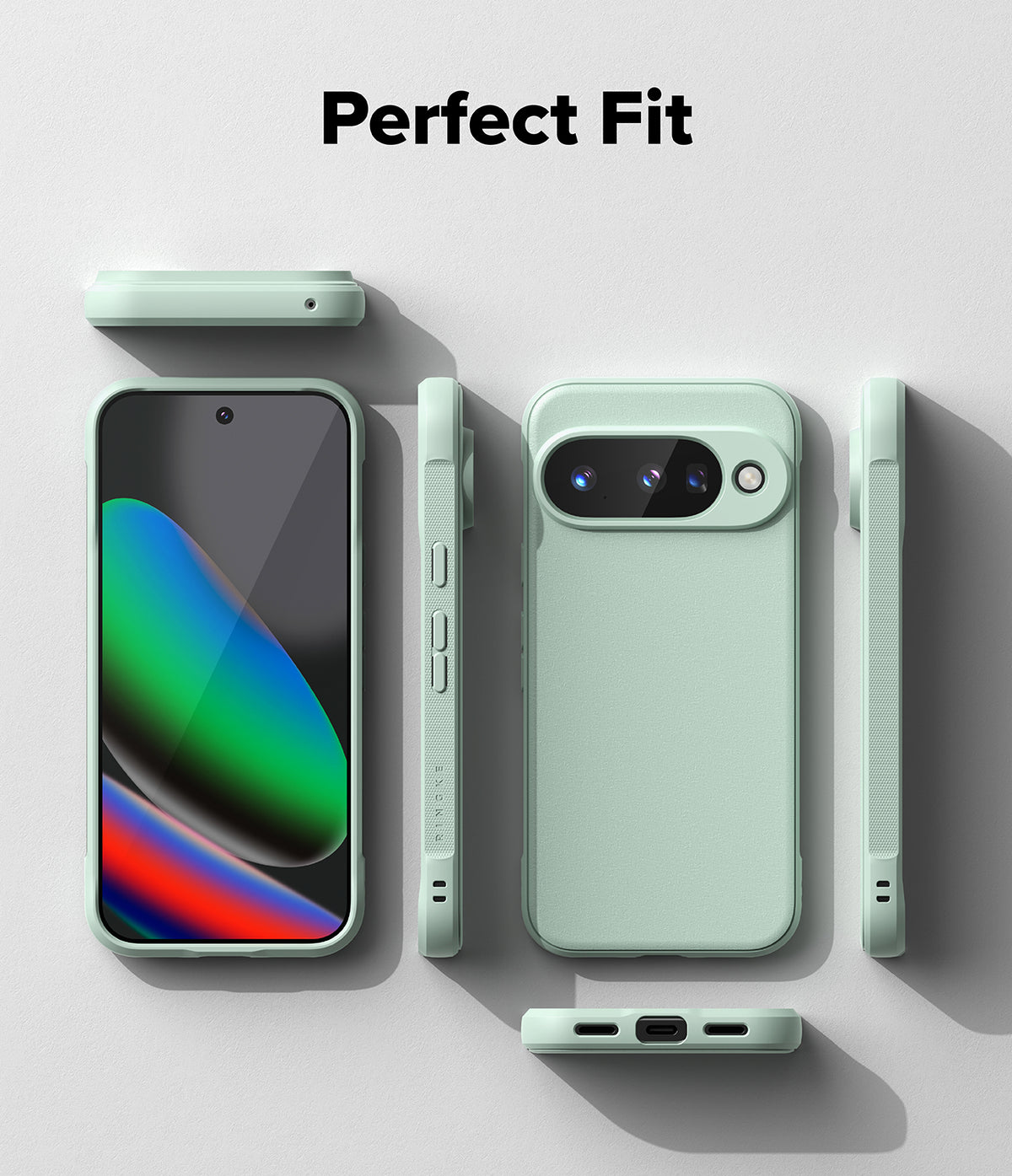 Google Pixel 10 Case | Onyx - Mint green phone case shown from multiple angles including front, back, and sides.