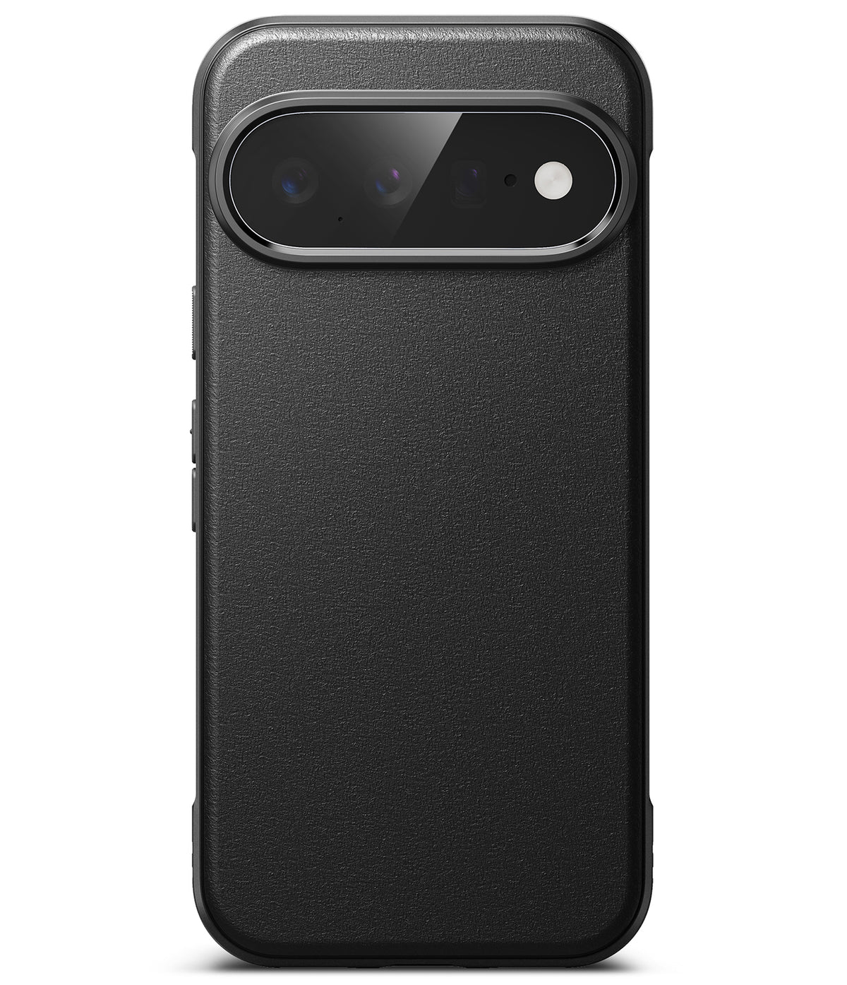 Google Pixel 11 Case | Onyx - A dark forest green textured phone case with a raised camera bumper, shown from the back on a white background.