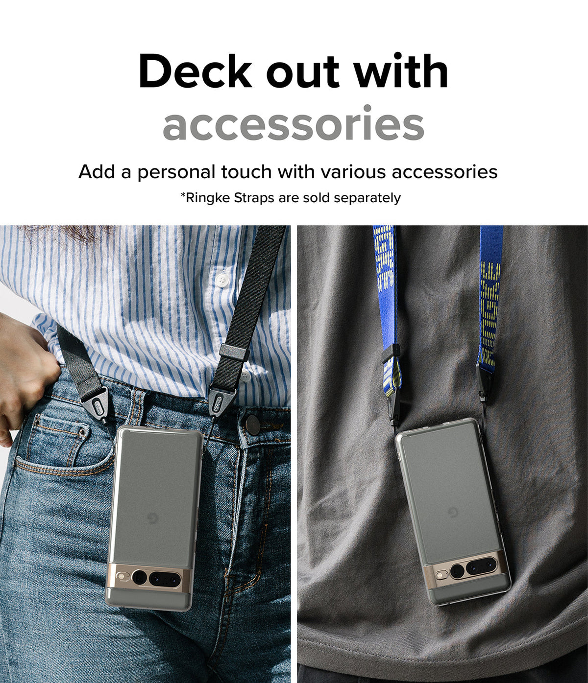 Google Pixel 7 Pro Case | Fusion Matte - Two people wearing Google Pixel 7 Pro phones on lanyards attached to cases.