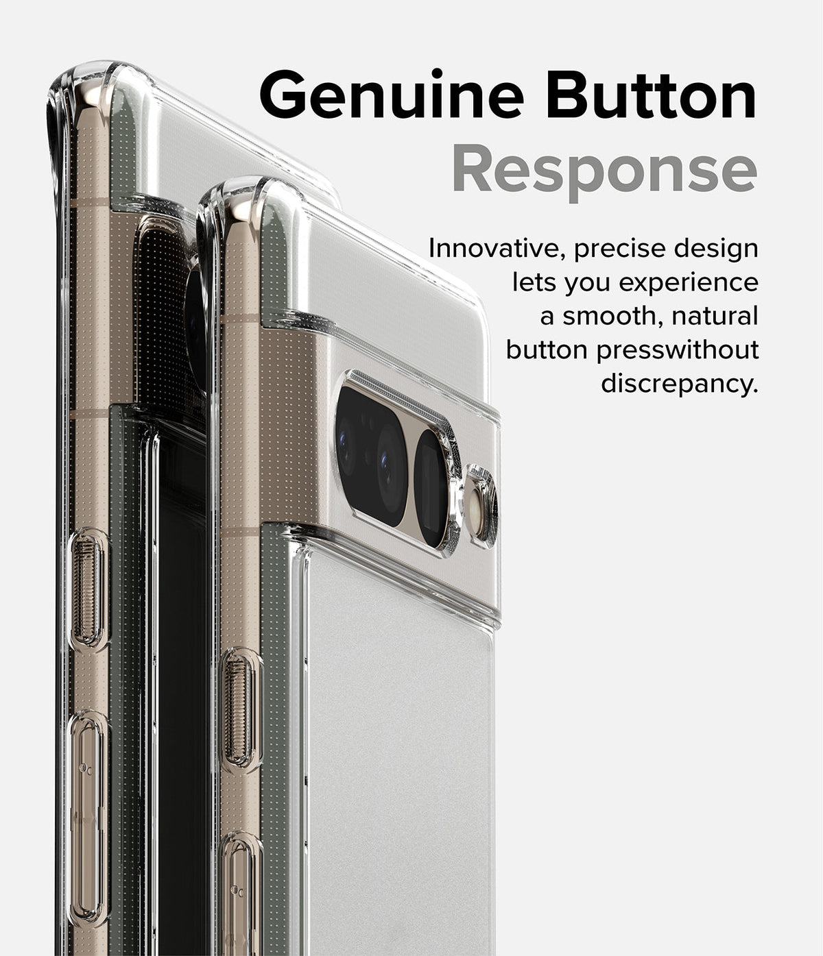 Google Pixel 7 Pro Case | Fusion Matte - Side view of a clear phone case highlighting precise, tactile buttons.