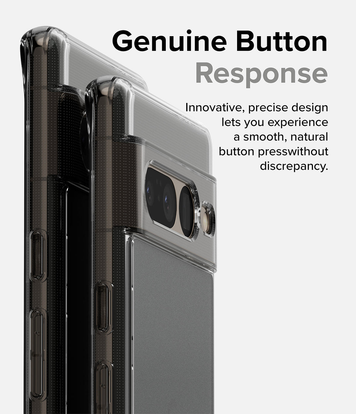 Google Pixel 7 Pro Case | Fusion Matte - Side view of a matte black phone case highlighting precise button cutouts.