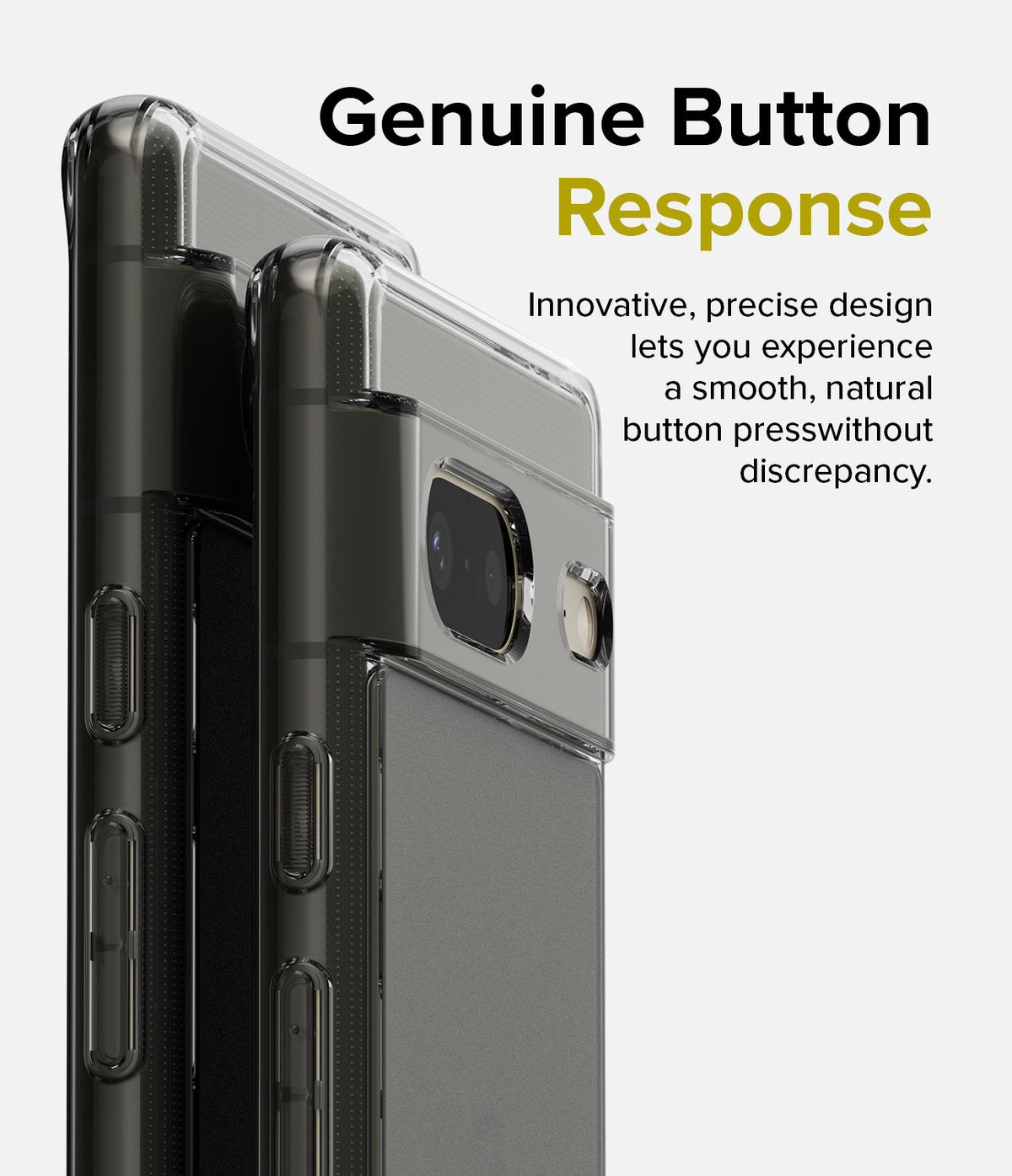Google Pixel 7 Case | Fusion Matte - Side view of a Google Pixel 7 in a matte black case highlighting tactile buttons.