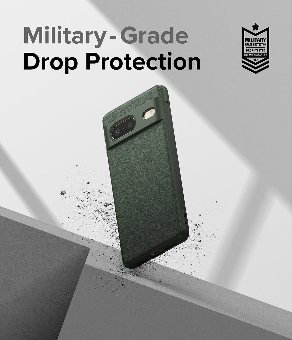 Google Pixel 7 Case | Onyx - Dark green phone case with textured back and military-grade drop protection badge.