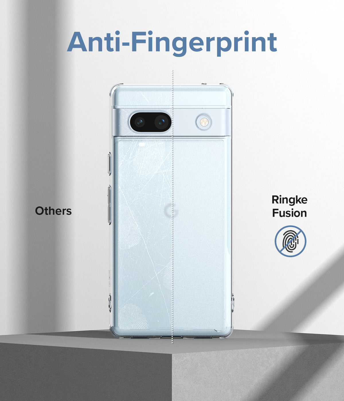 Google Pixel 7a Case | Fusion Matte - Comparison showing a scratched, smudged phone case versus a clean Ringke Fusion case.