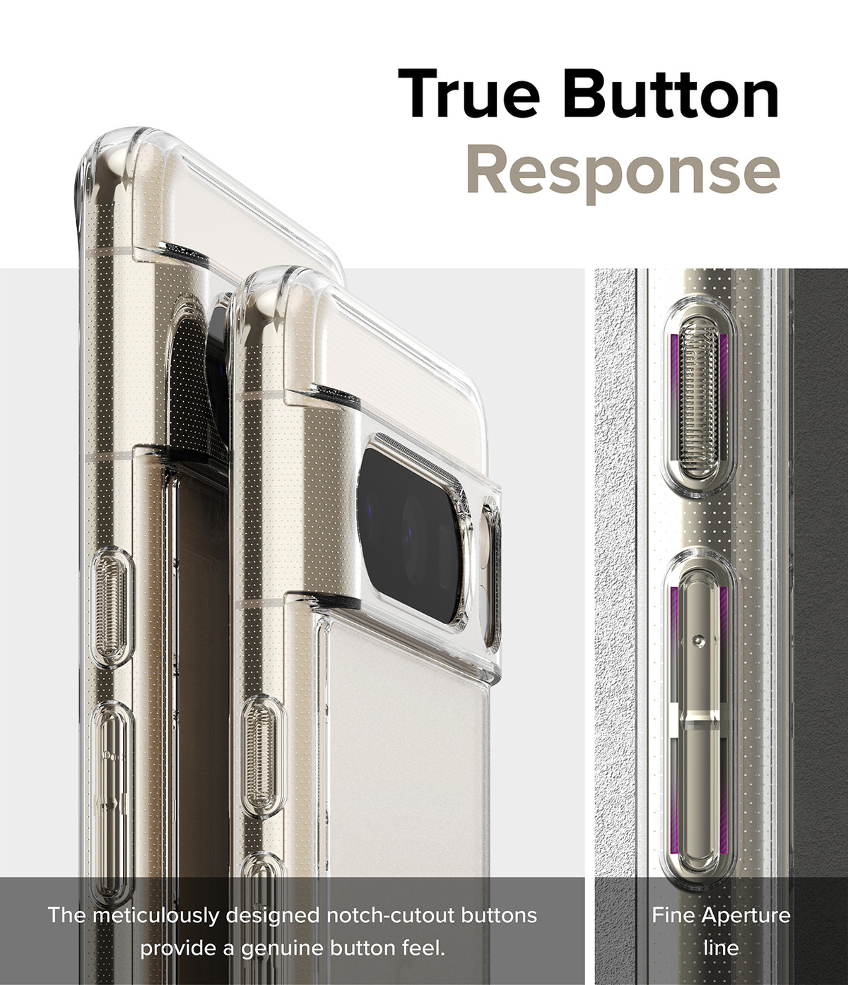 Google Pixel 8 Pro Case | Fusion Matte - Close-up of phone case buttons showing precise cutouts for tactile response.