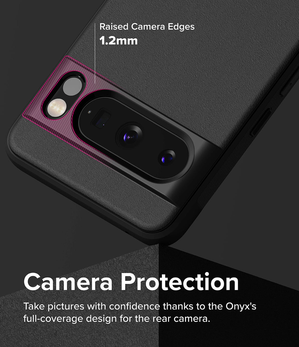 Google Pixel 8 Pro Case | Onyx - Black phone case with 1.2mm raised edges protecting the rear camera module.
