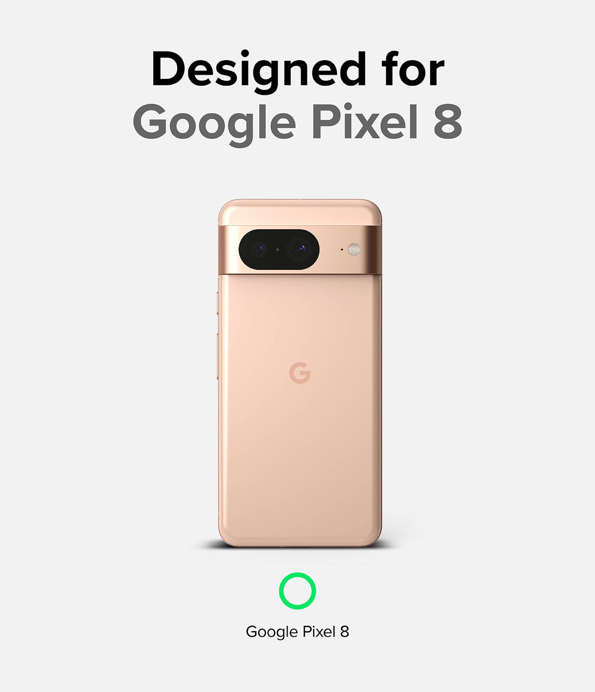 Google Pixel 8 Case | Onyx - Rose gold Google Pixel 8 phone shown from the back with a camera bar and centered G logo.