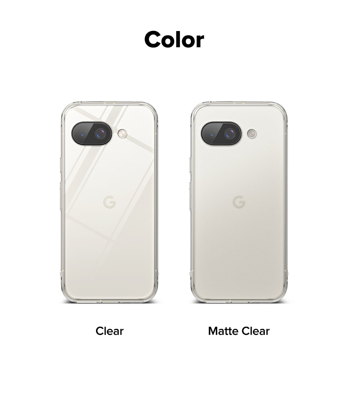 Google Pixel 9a Case | Fusion Matte - Comparison of a clear glossy phone case and a matte clear phone case.