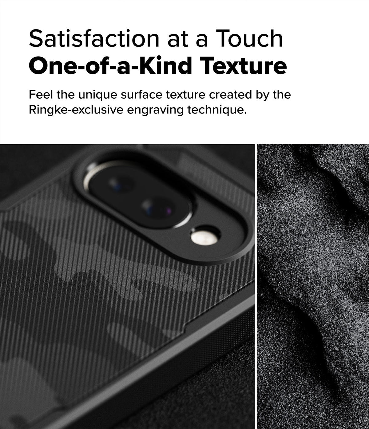 Google Pixel 9a Case | Rugged Gear - Close-up of a textured camo phone case next to a rough, grainy surface texture.