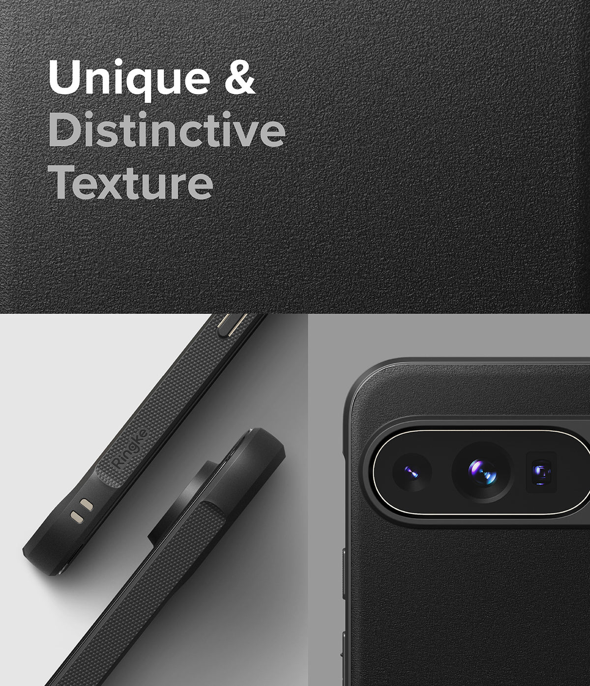 Google Pixel 9 Pro XL Case | Onyx - Black phone case with textured surface, side grip detail, and camera cutout.