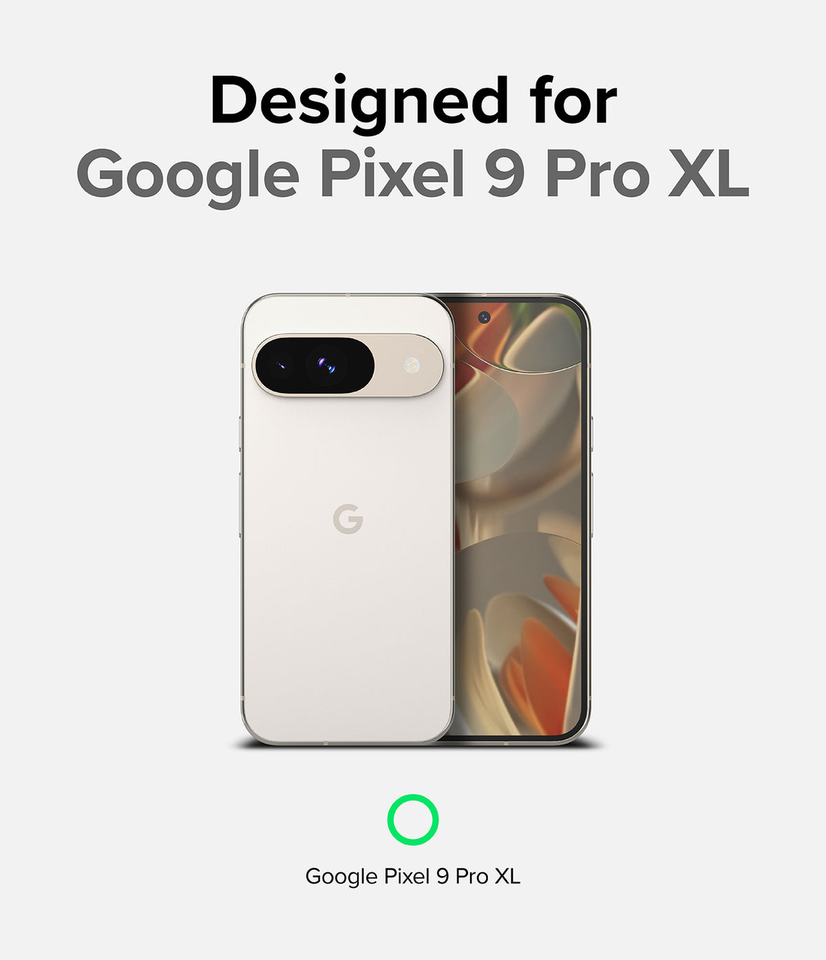 Google Pixel 9 Pro XL Case | Onyx - A white Google Pixel 9 Pro XL phone shown from front and back against a light background.