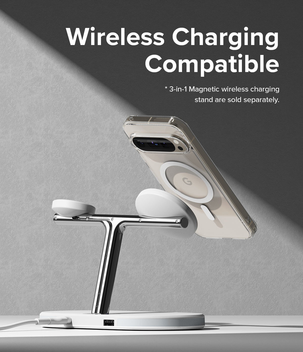 Google Pixel 9 Pro / 9 Case | Fusion Magnetic - Clear phone case magnetically attached to a 3-in-1 wireless charger.