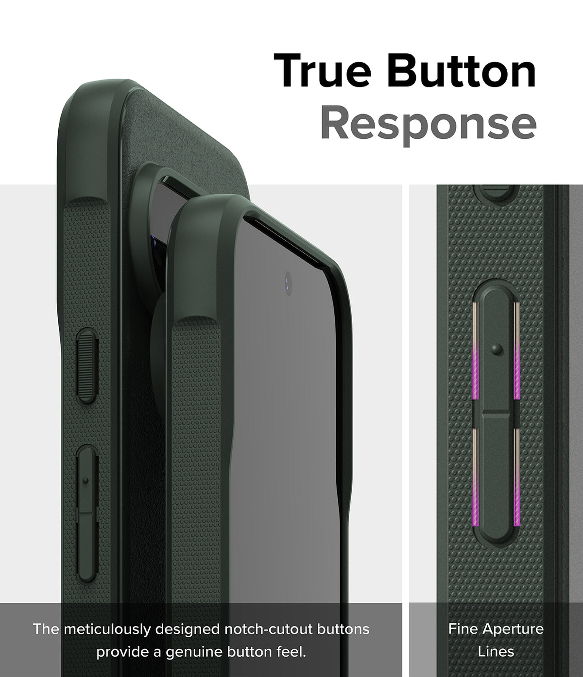 Google Pixel 9 Pro Case | Onyx Magnetic - Close-up of phone case buttons with notch-cutouts for tactile response.