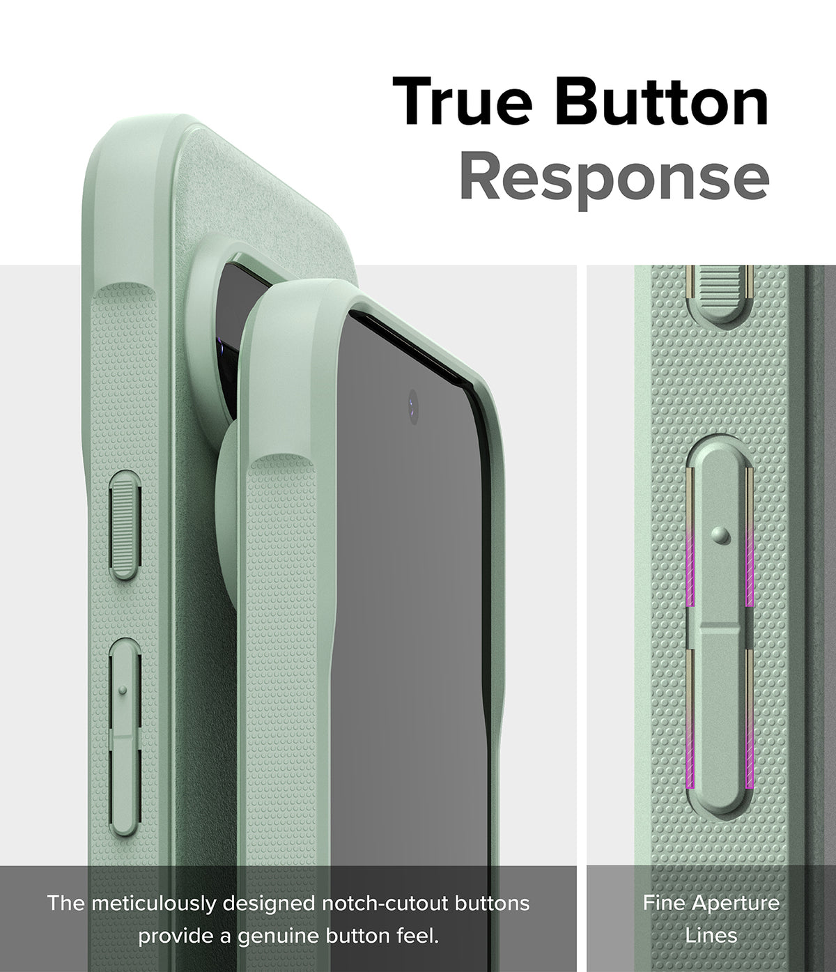 Google Pixel 9 Pro Case | Onyx - Sage green phone case showing detailed button cutouts and tactile side buttons.