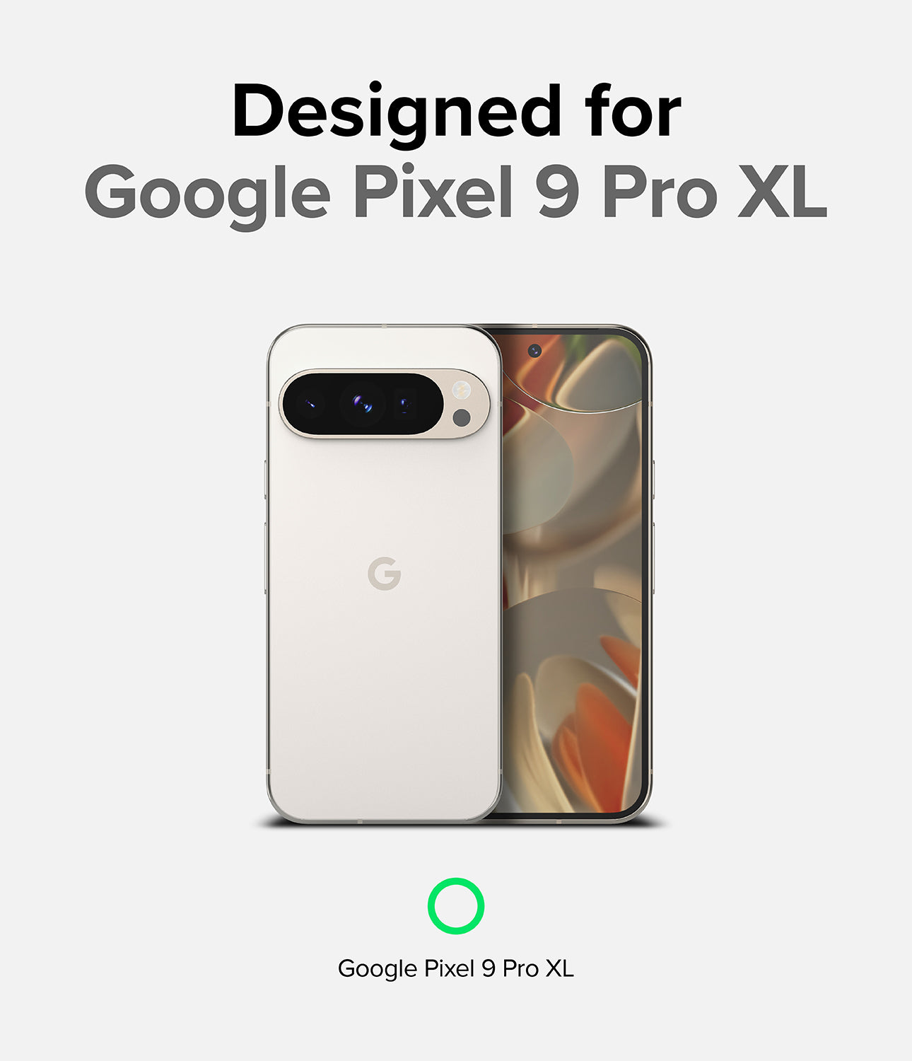 Google Pixel 9 Pro XL Case | Onyx Magnetic - White Pixel 9 Pro XL phone showing back camera and front screen.