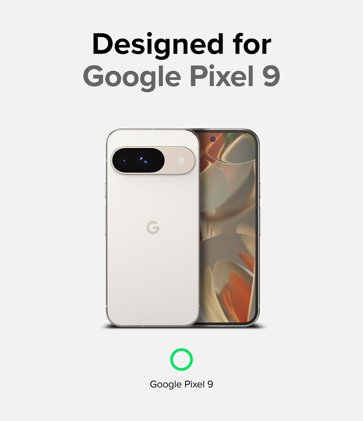 Google Pixel 9 Case | Onyx - A white Google Pixel 9 phone shown from the back and front against a light background.