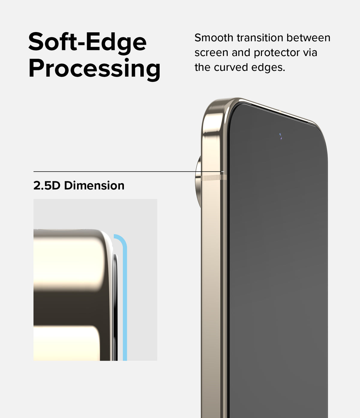 Google Pixel 9 Pro / 9 Screen Protector | Easy Slide Tempered Glass - Google Pixel 9 Pro / 9 Screen Protector - Close-up of a phone screen protector showing 2.5D curved edges for a smooth fit.