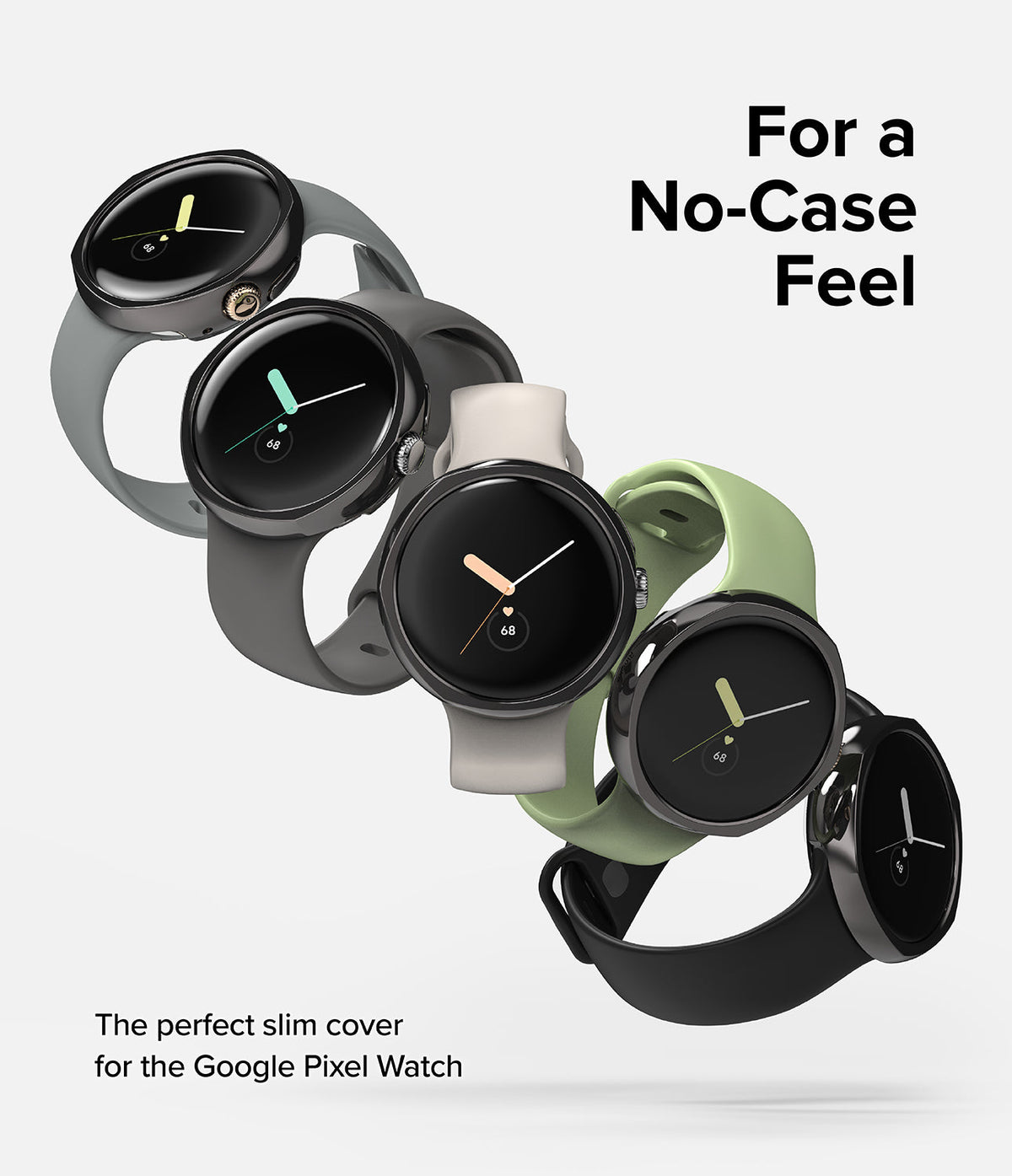 Google Pixel Watch Case | Slim Edge - Five Google Pixel Watches in various colors with slim protective cases.